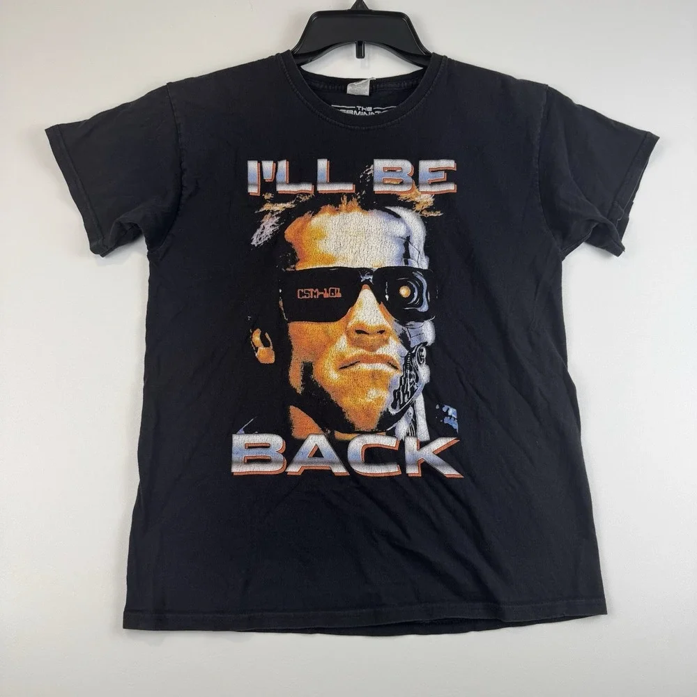 The Terminator I'll Be Back Arnold Schwarzenegger Kids Black Graphic Tee 12-13
